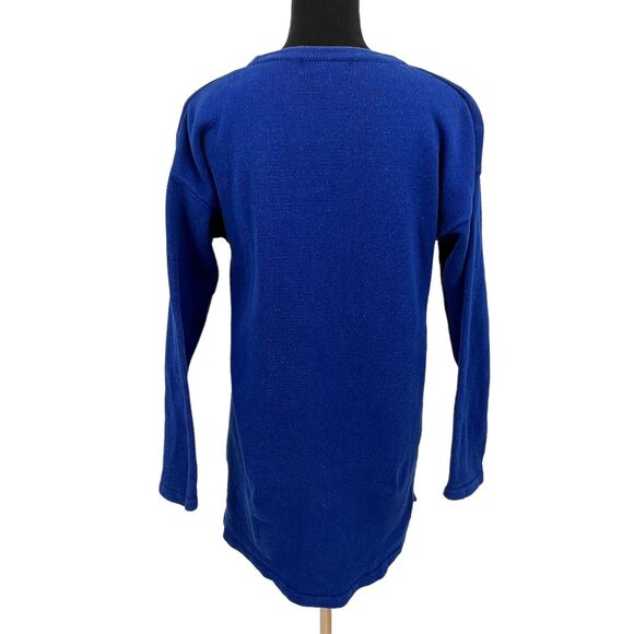 Vintage Picone Sport Womens Beach Print Oversized Sweater Blue Crewneck 80s - Picture 2 of 4